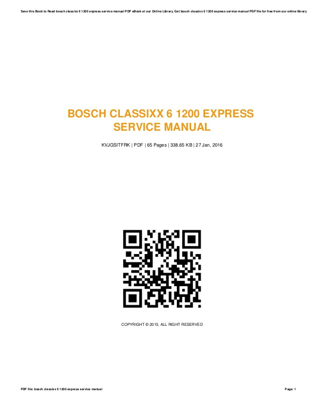 Bosch Classixx 1000 Express User Manual